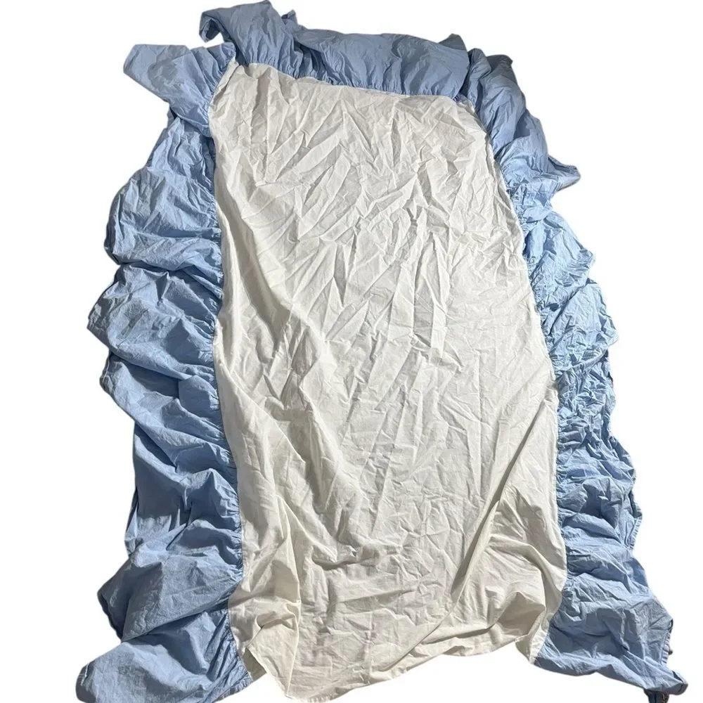 Pottery barn 100% cotton twin bed skirt Blue